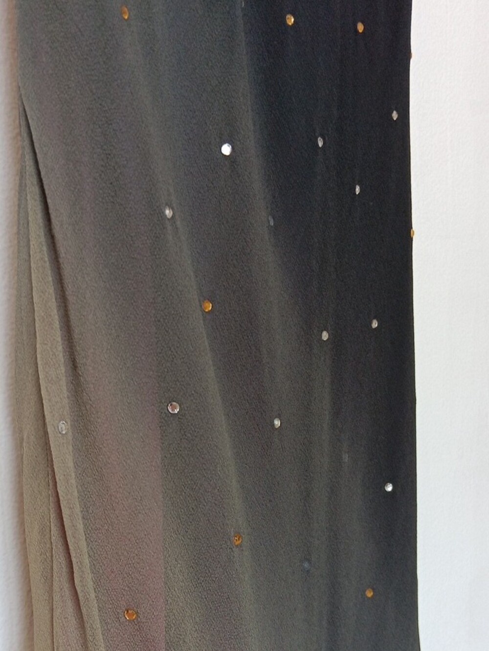 Vintage Beaded Ombre Spaghetti-Strap Maxi Dress in Black and Tan 606 - Picture 16 of 16